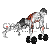 زیر بغل دمبل تناوبی در حالت شنا row plank
